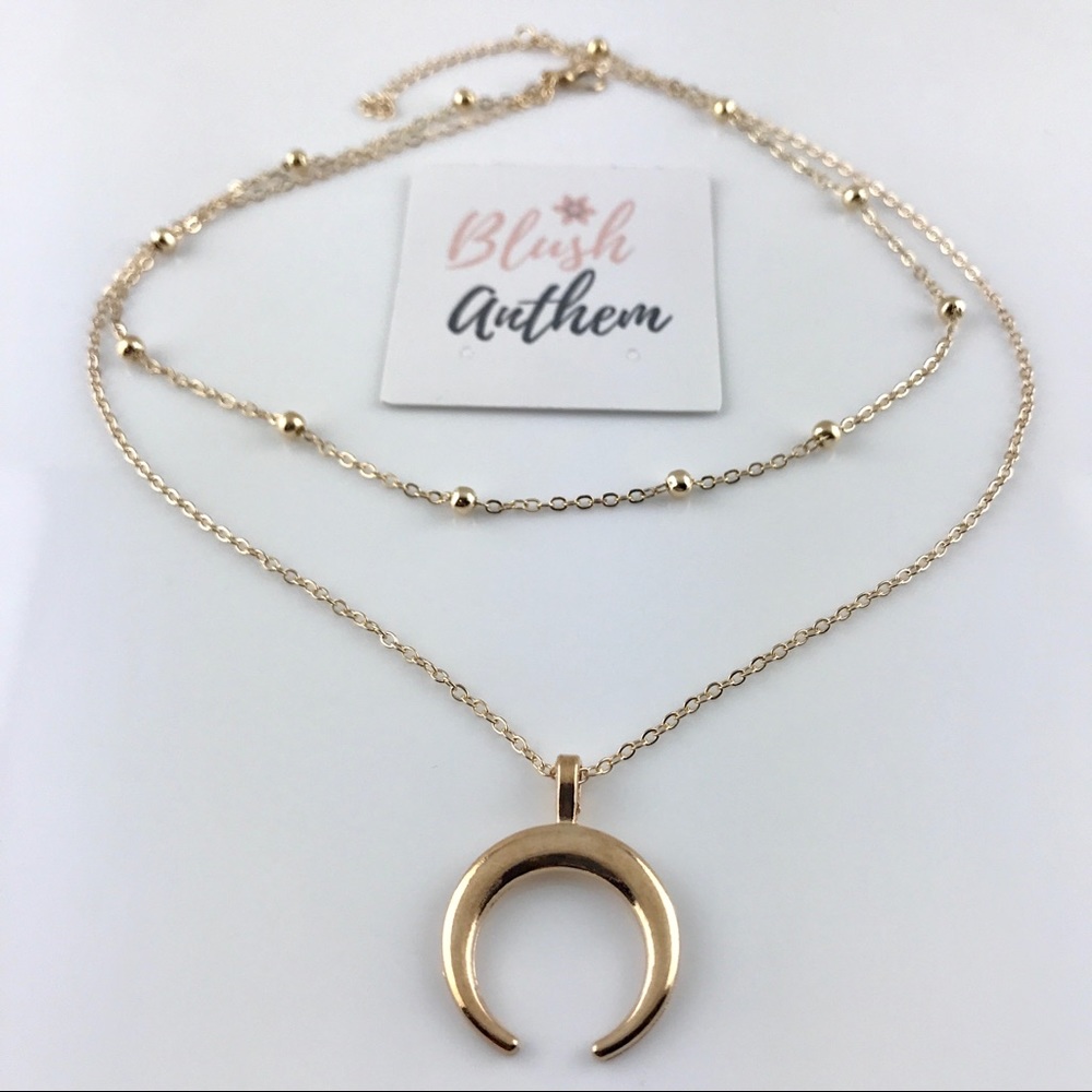 3/$25⚡️Horn Crescent Moon layer choker necklace - Picture 5 of 8